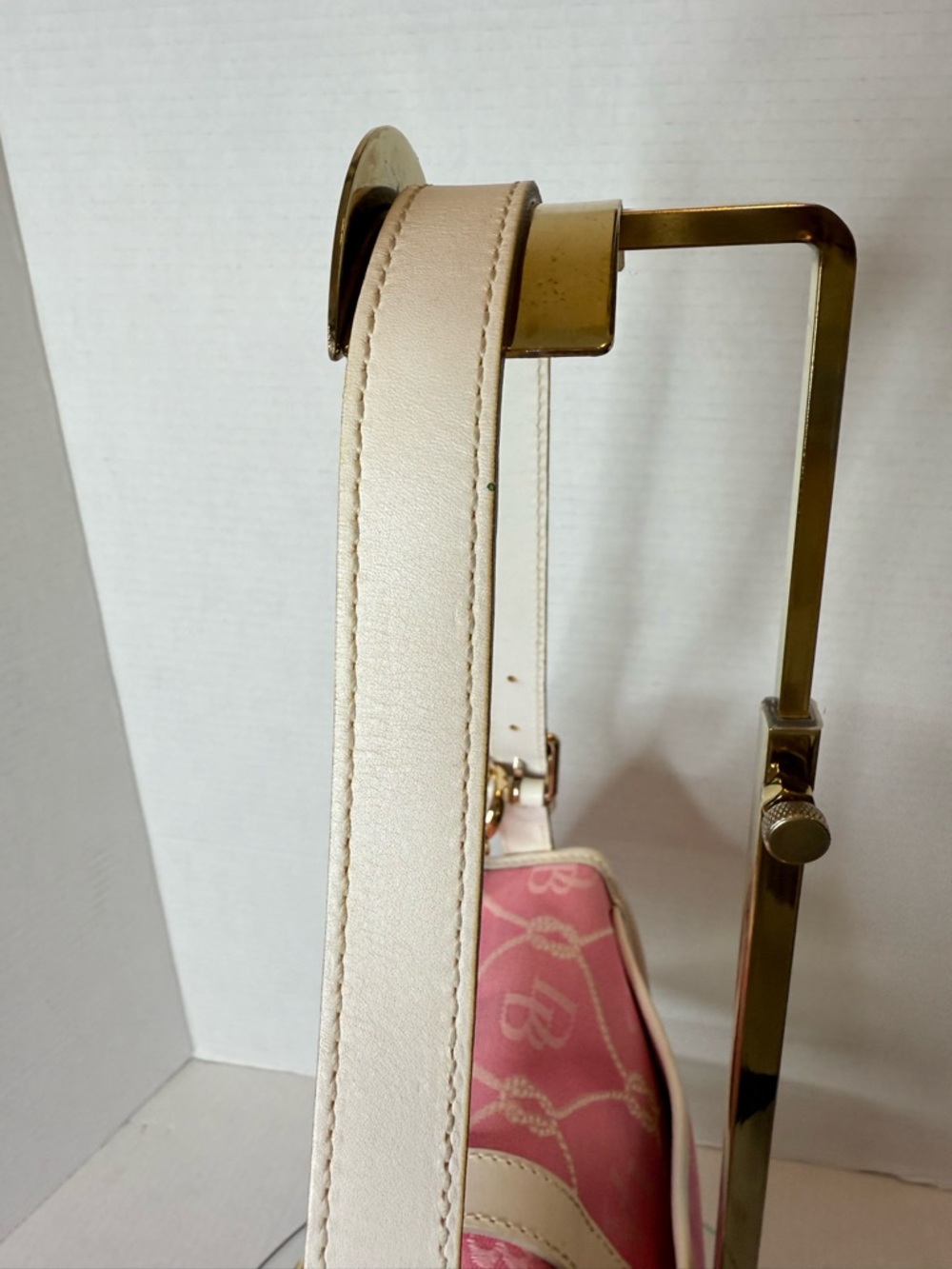 Dooney & Bourke Pink Canvas Monogram Shoulder Bag with White Trim - Picture 7 of 13